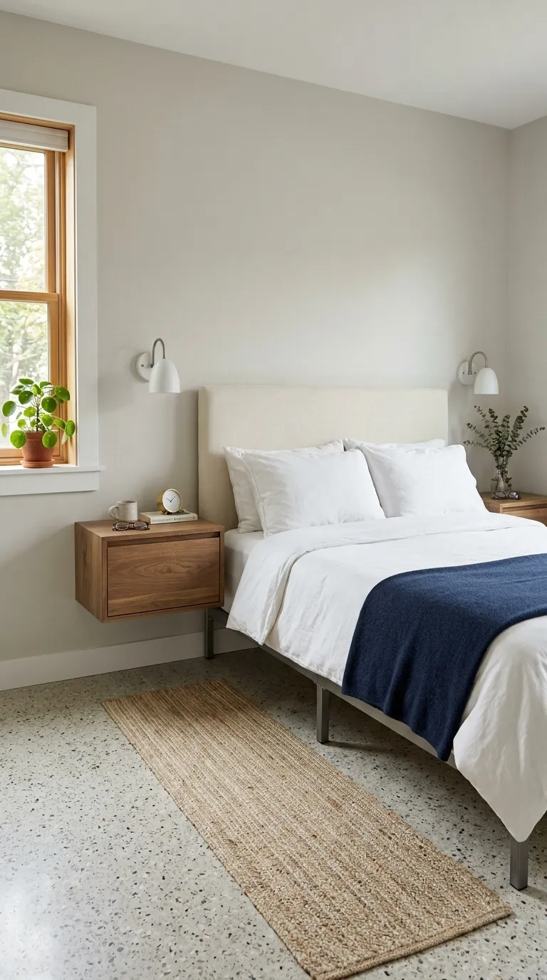 small luxury bedroom decor ideas Install Floating Nightstands