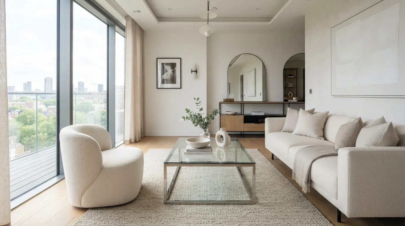 small room setup Glass Accent Furniture