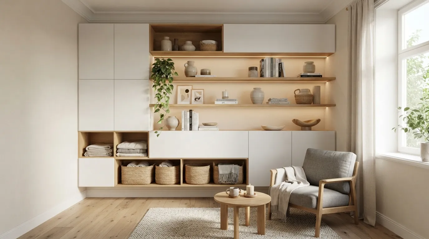 small room setup Vertical Storage Wall