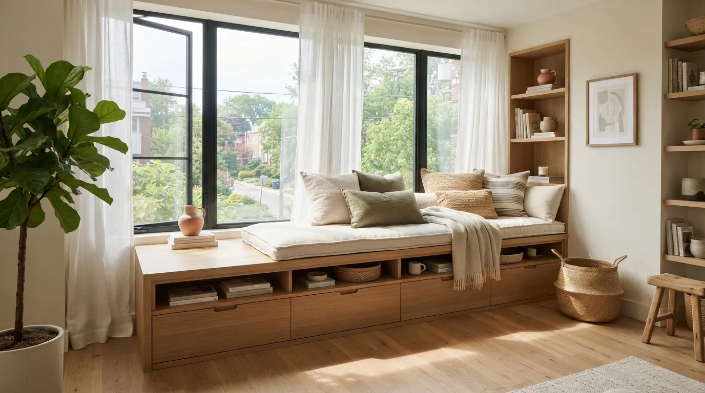 small room setup Window Seat Storage