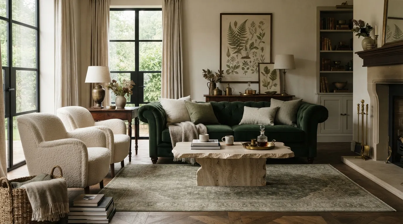 trending color combinations for home Forest Green and Ivory