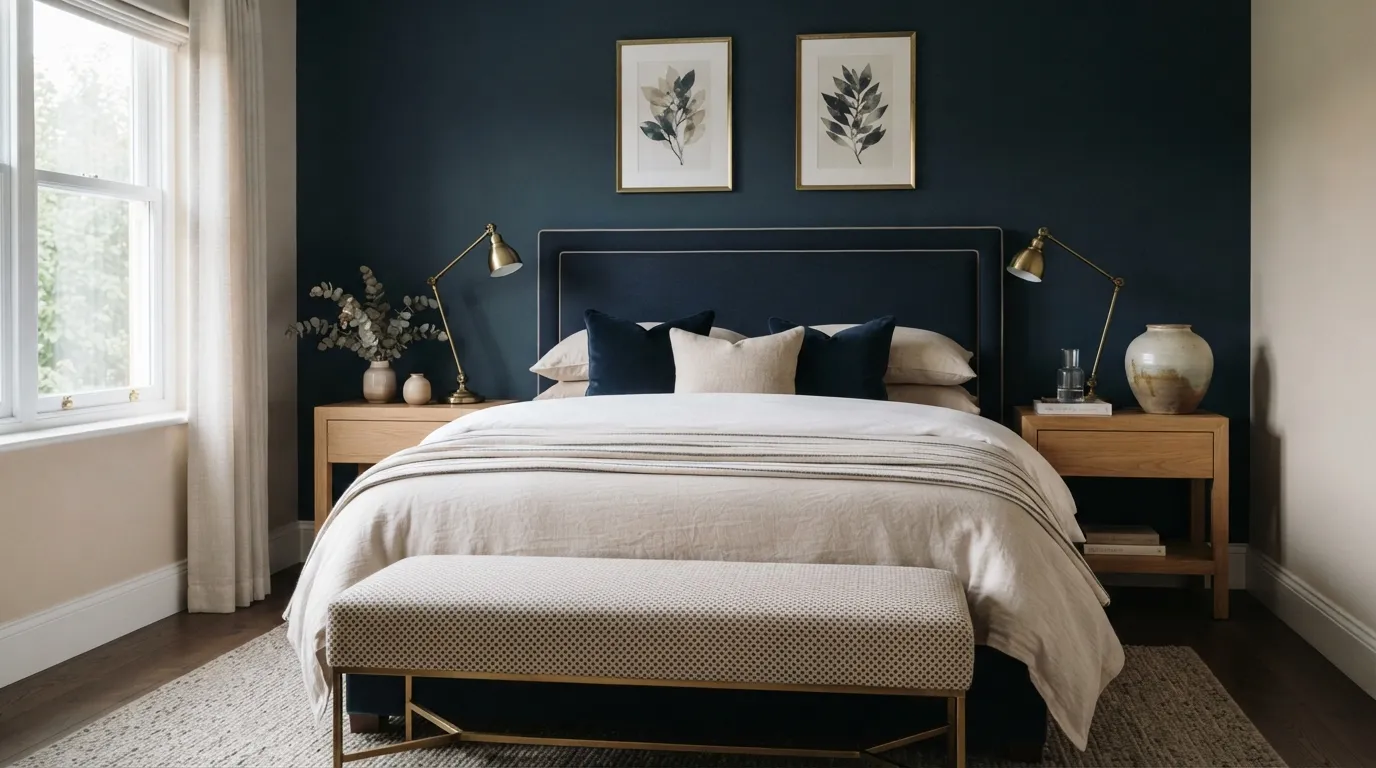 trending color combinations for home Navy and Soft Beige