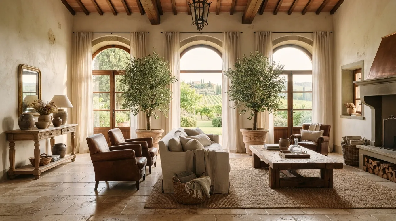 tuscan house Arched Interior Windows