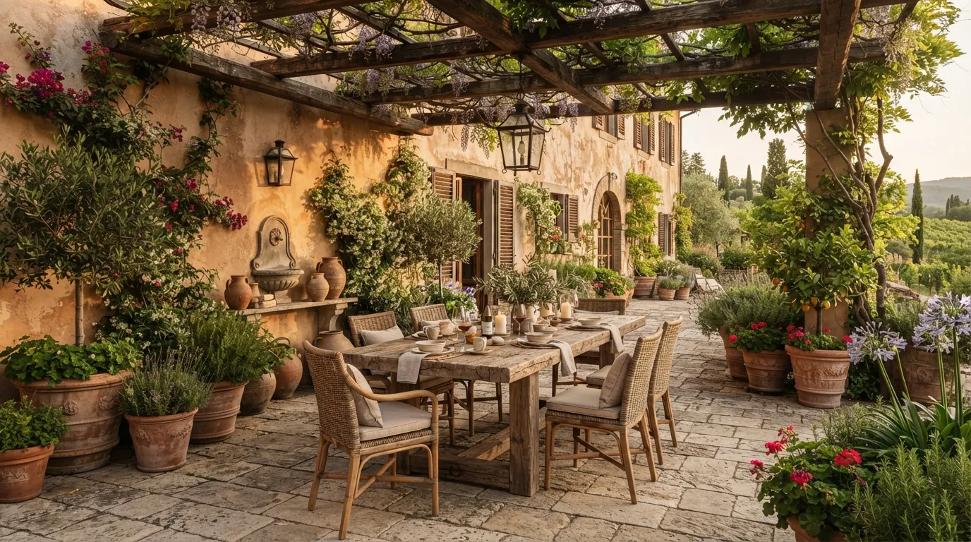 tuscan house Rustic Courtyard Patio