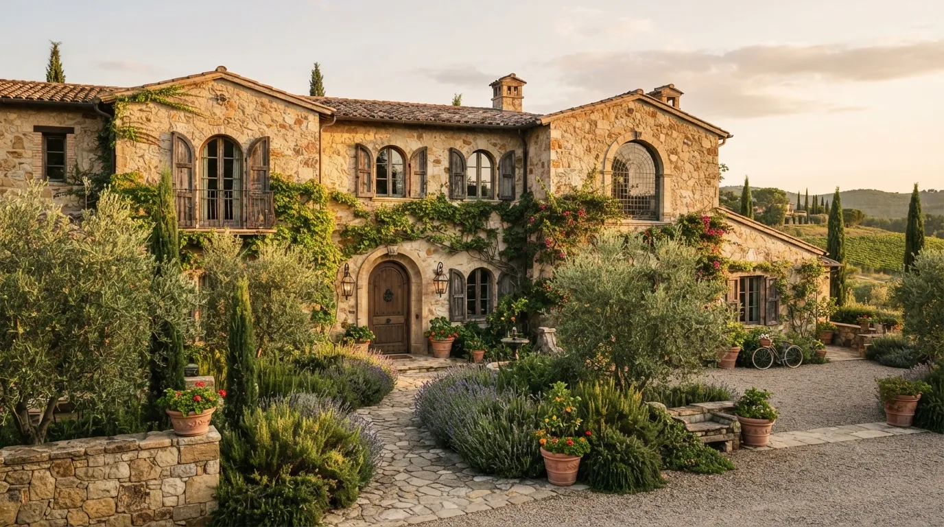 tuscan house Rustic Stone Facade