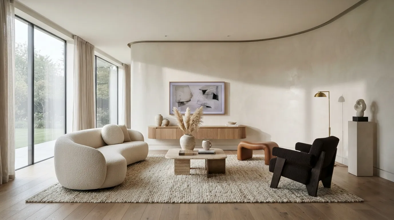 tv wall design Curved Feature Wall