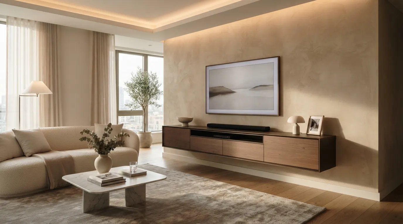 tv wall design Floating Media Console