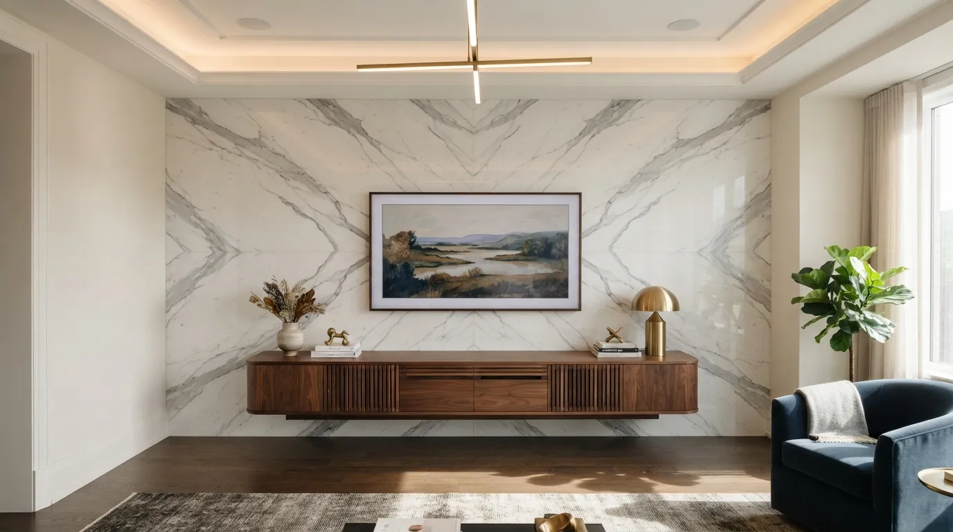 tv wall design Marble Statement Wall
