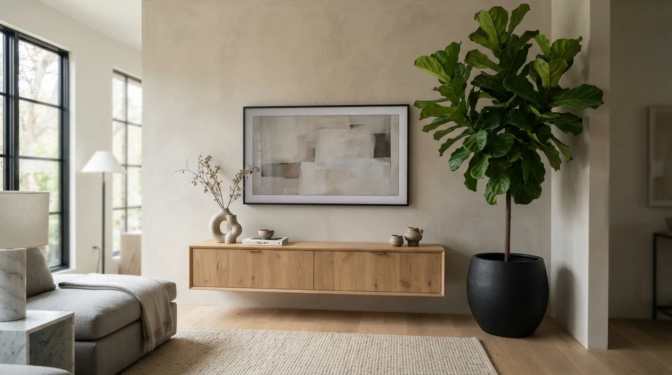 tv wall design Textured Microcement Finish
