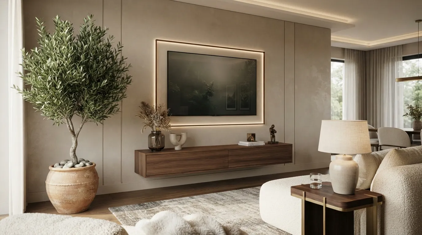 tv wall design TV Wall Design With LED Frame