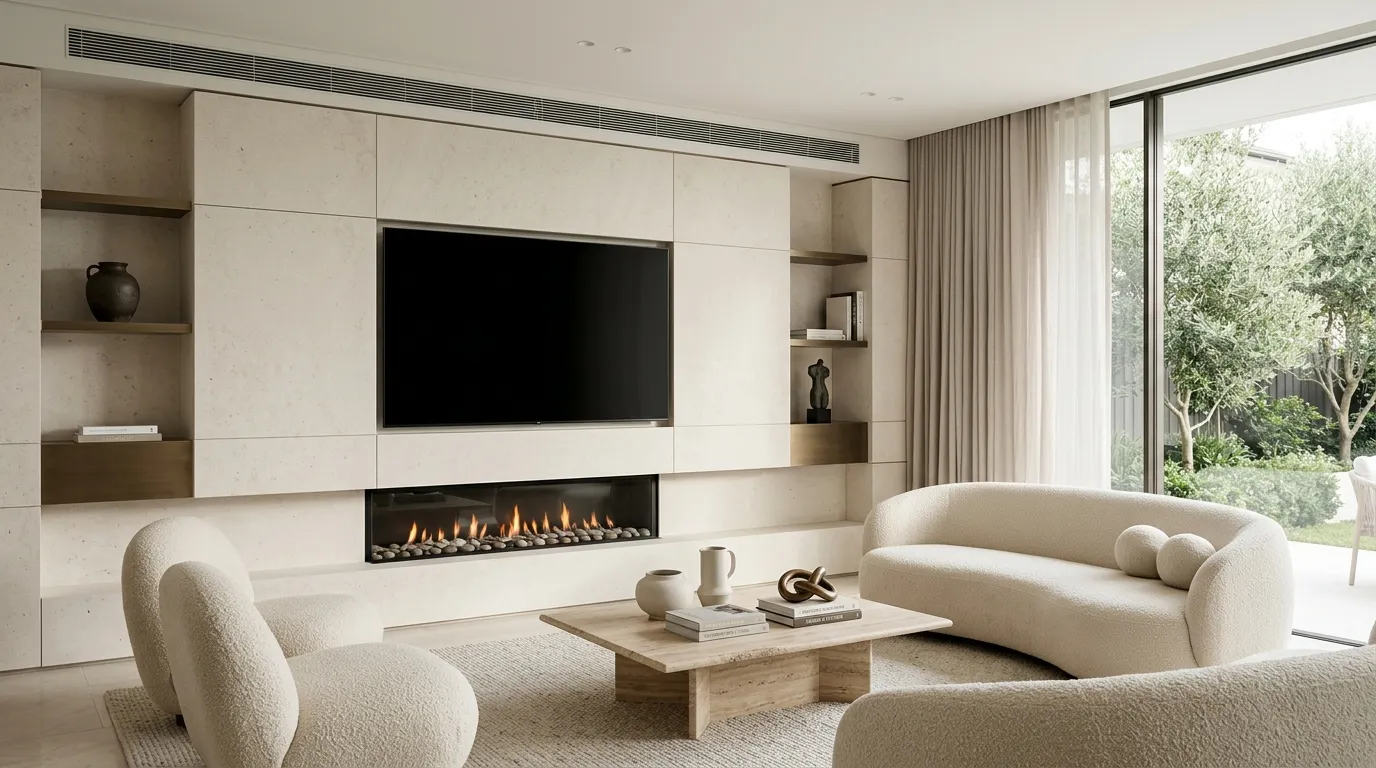 tv wall design with fireplace Frameless Luxury Finish
