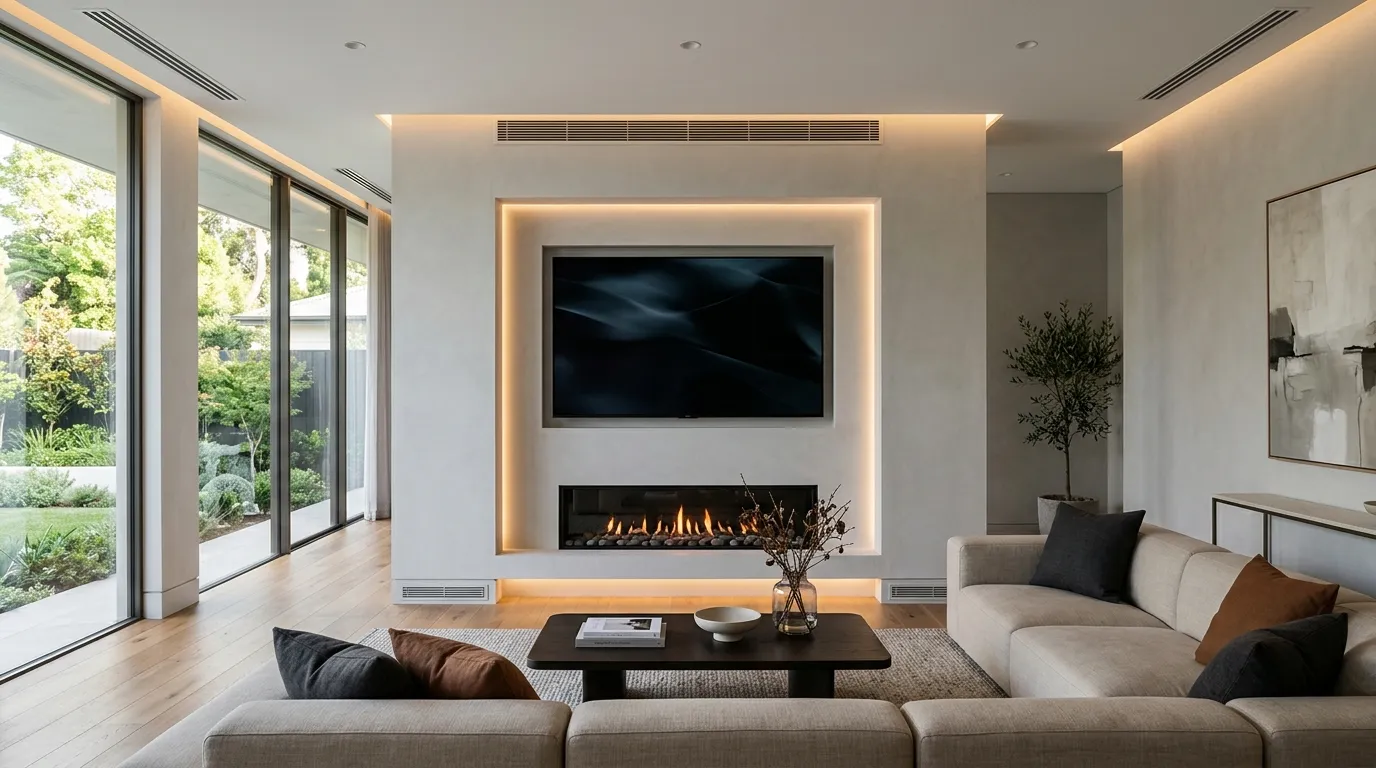 tv wall design with fireplace Recessed TV Installation