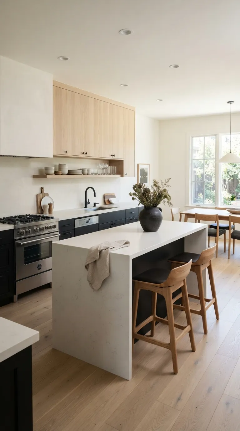 two tone kitchen color ideas Black and Light Wood