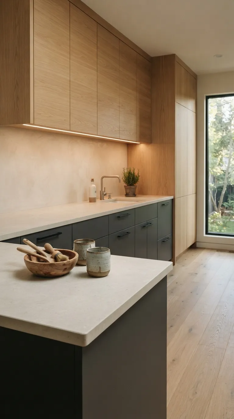 two tone kitchen color ideas Charcoal and Natural Oak