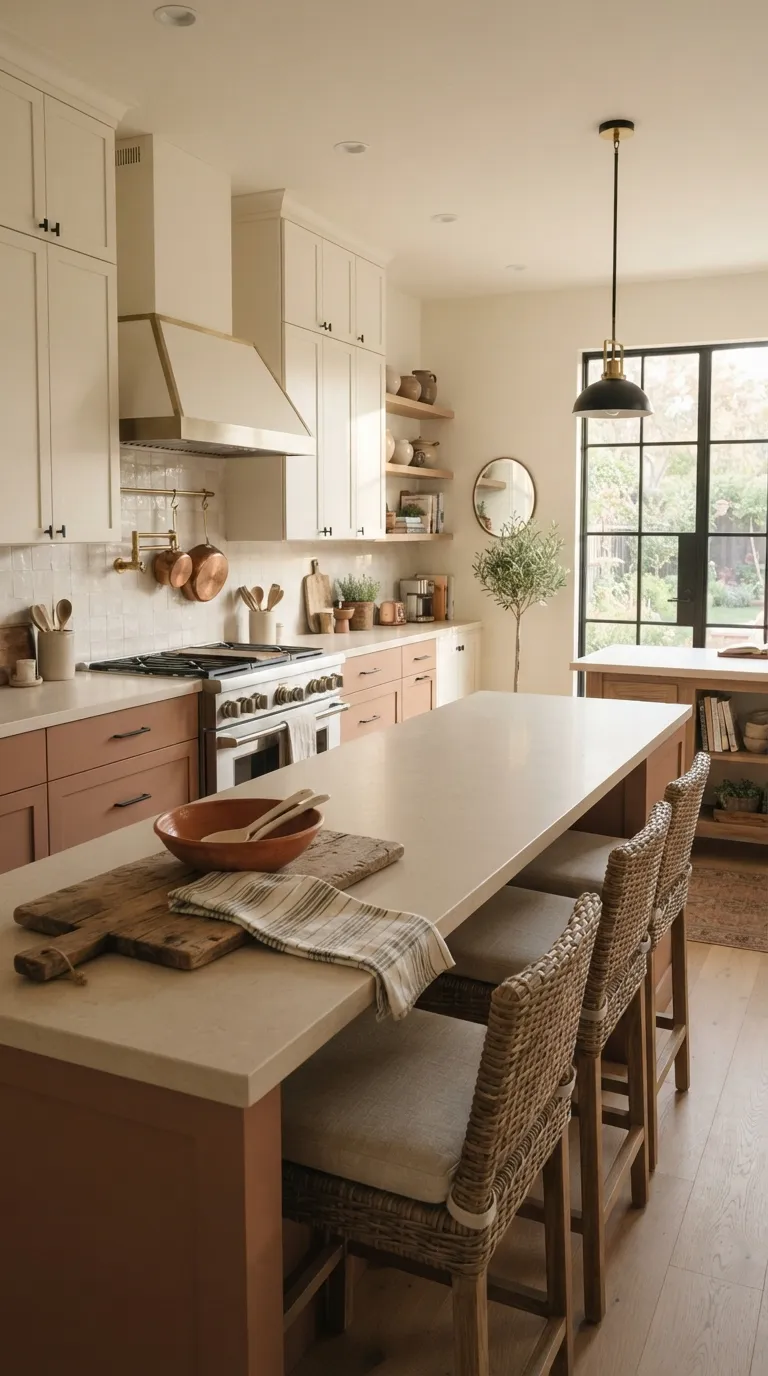 two tone kitchen color ideas Clay and Warm White