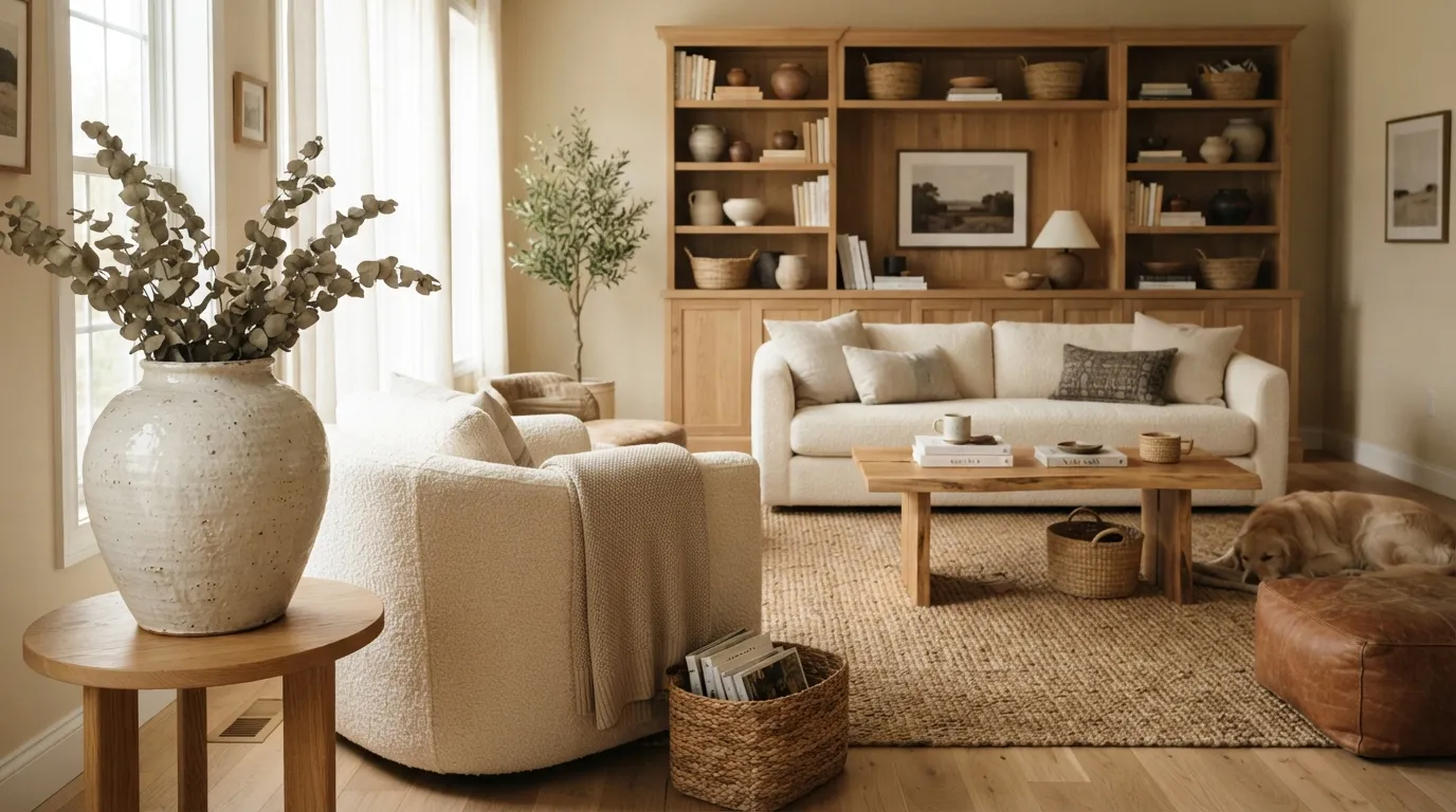 warm neutral color schemes for home Almond and Natural Oak