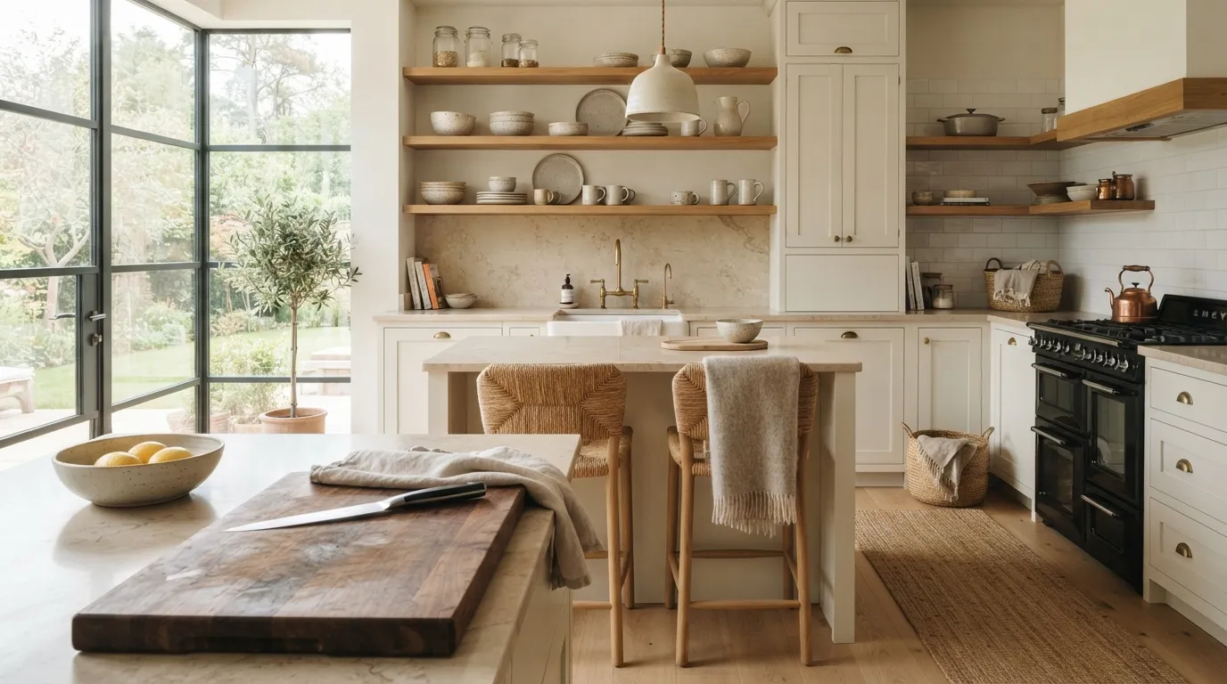 warm neutral color schemes for home Ivory and Honey Oak