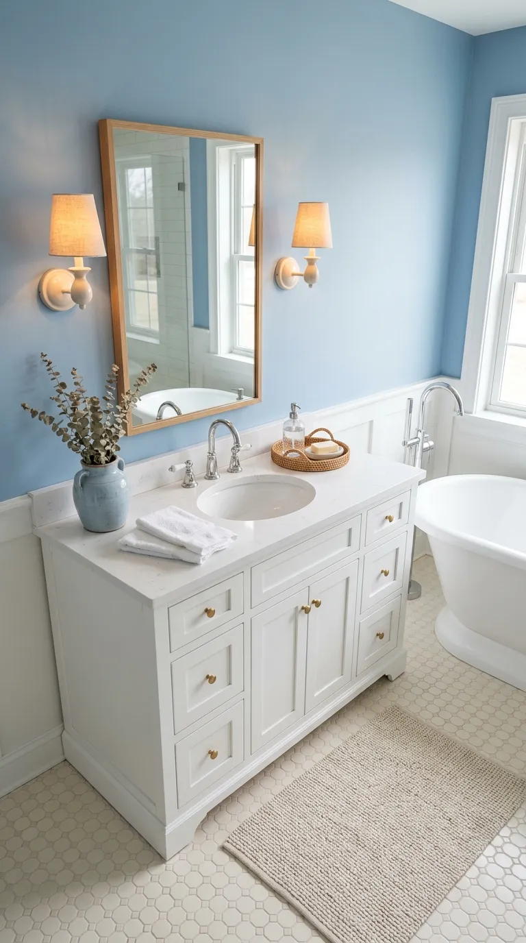 white bathroom vanity ideas Contemporary White Vanity With Concrete Details