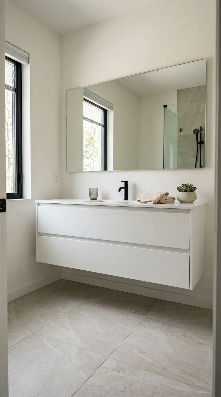 white bathroom vanity ideas Modern Floating White Vanity