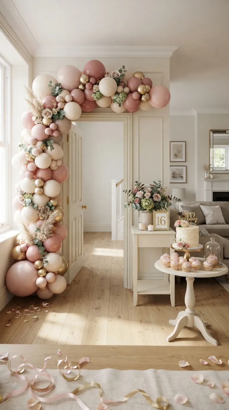 16th Birthday Pink Theme Blush Balloon Arch
