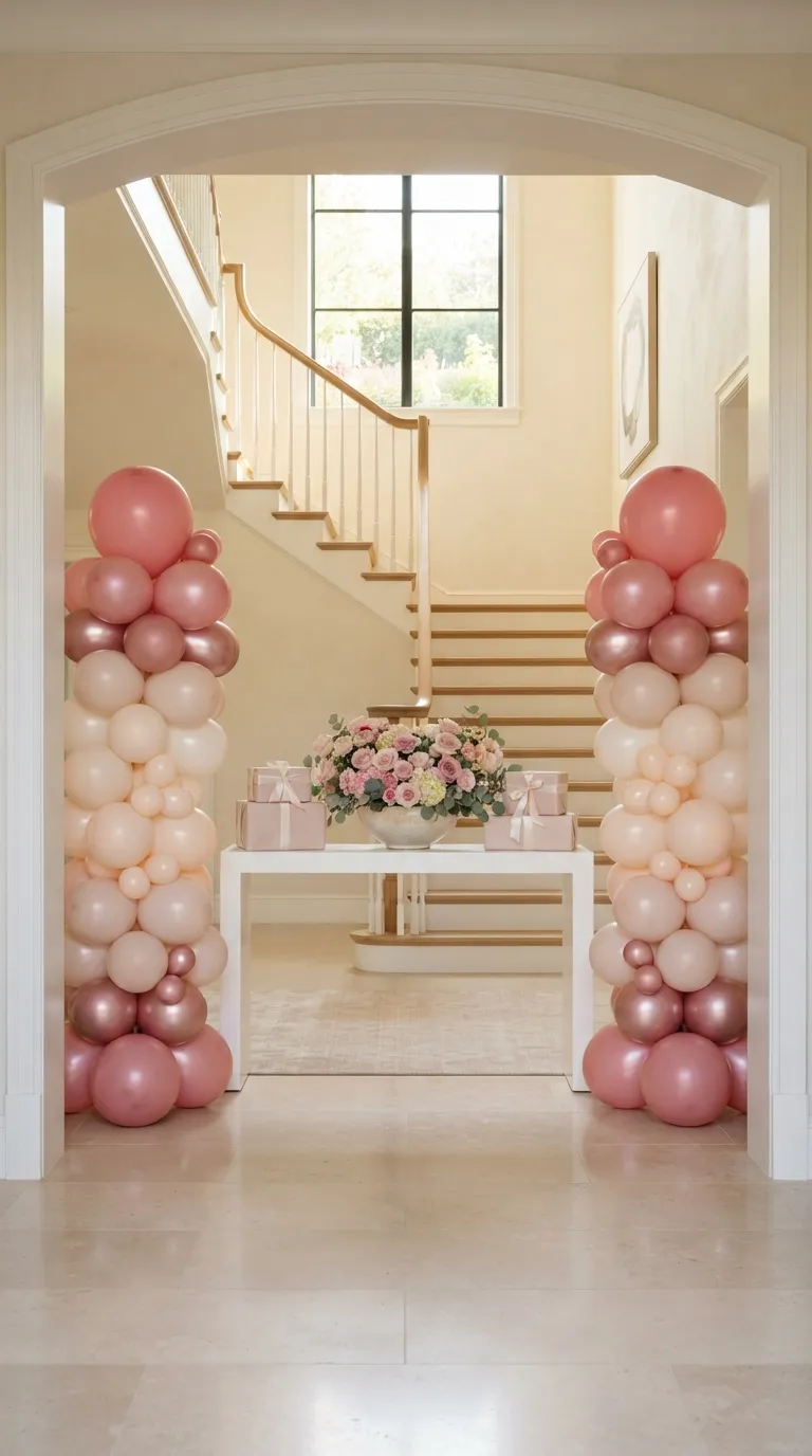16th Birthday Pink Theme Pink Balloon Columns