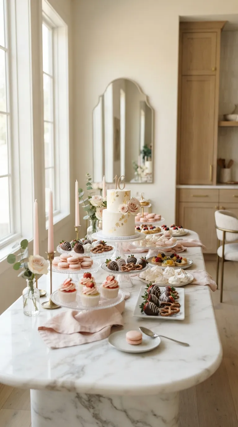 16th Birthday Pink Theme Pink Dessert Bar