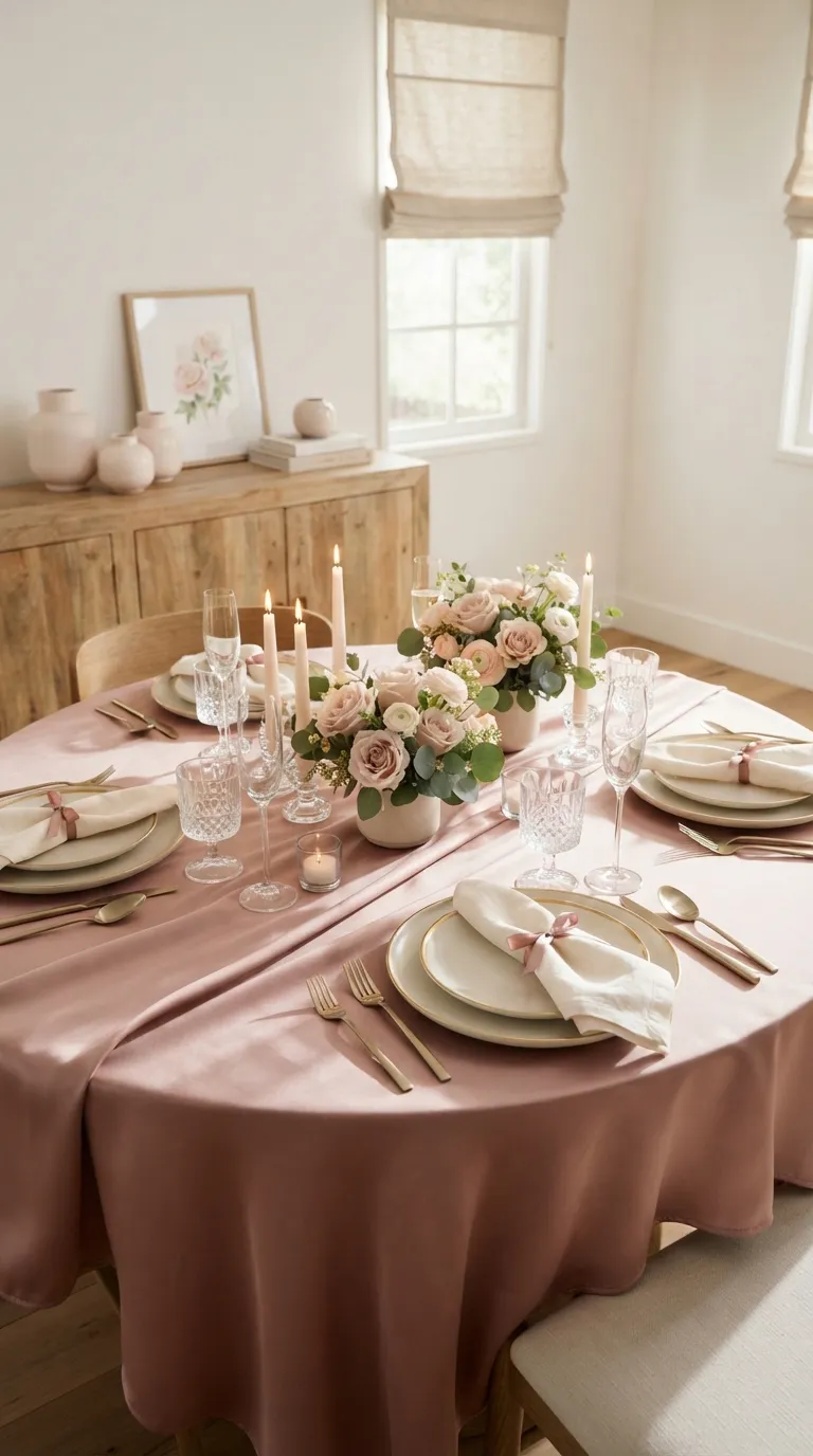 16th Birthday Pink Theme Pink Satin Table