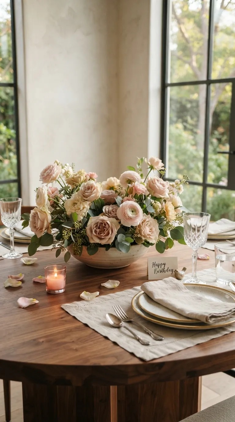 16th Birthday Pink Theme Rose Floral Centerpiece