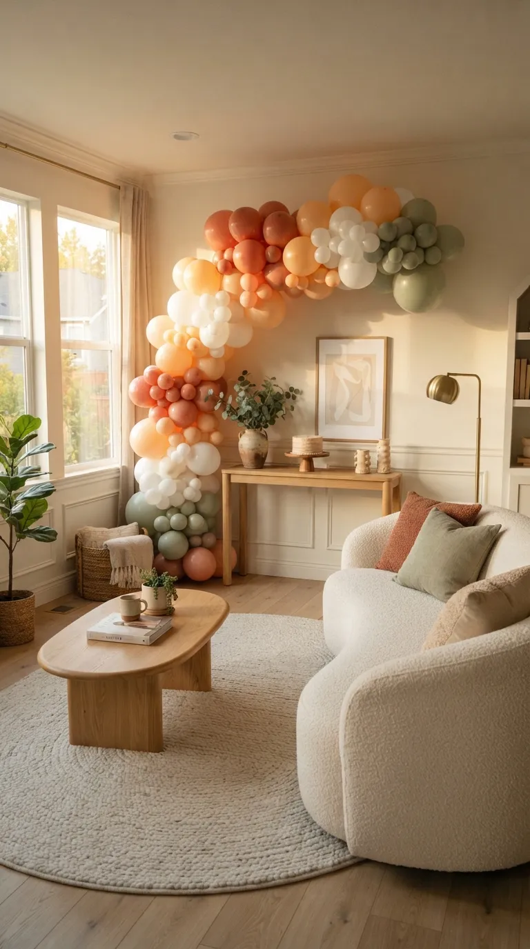 aesthetic birthday decoration ideas Curved Balloon Arch