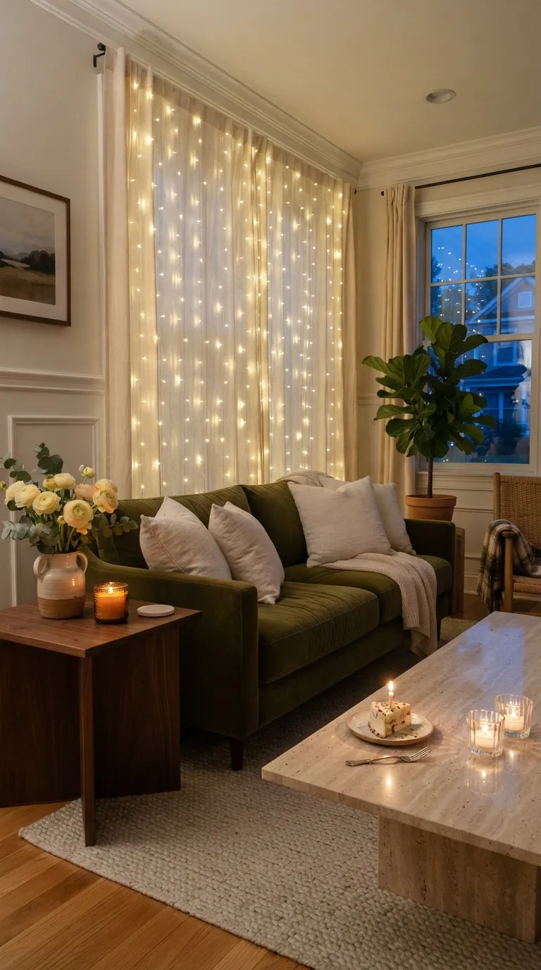 aesthetic birthday decoration ideas Fairy Light Backdrop