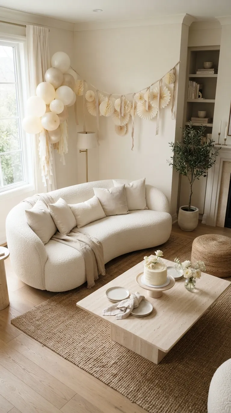 aesthetic birthday decoration ideas Monochrome Cream Party