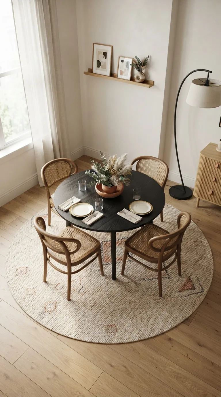 apartment dining room decor Round Rug Layer
