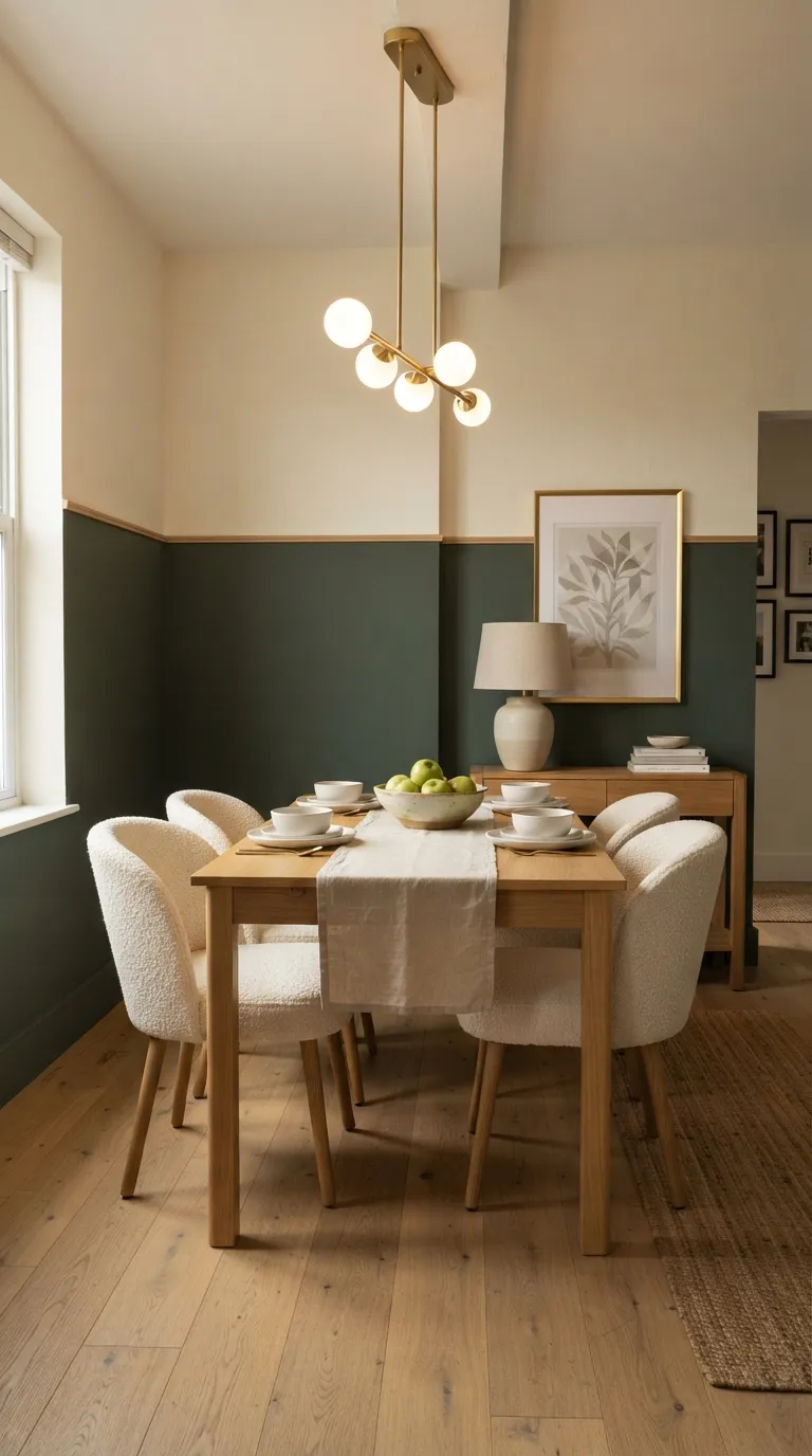 apartment dining room decor Two-Tone Walls