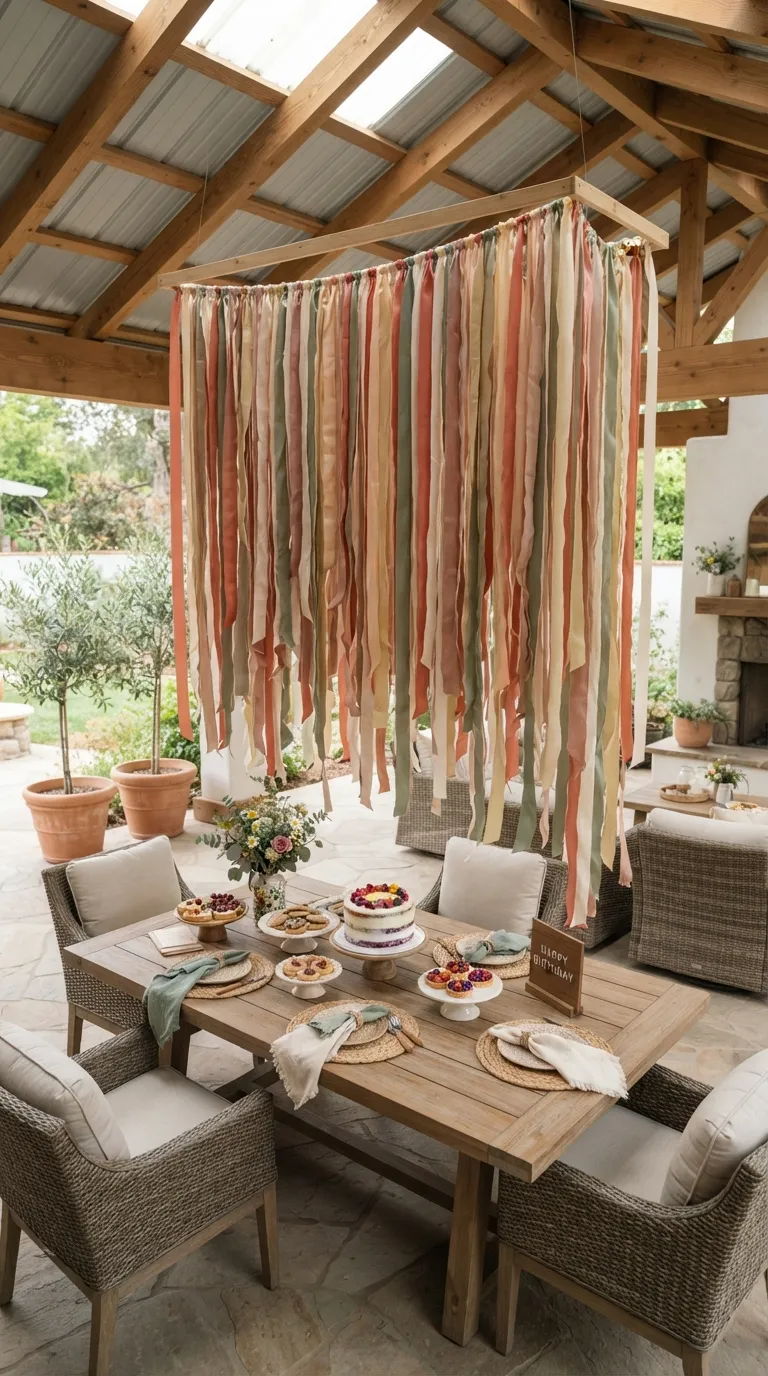 Background Birthday Party Hanging Ribbon Canopy