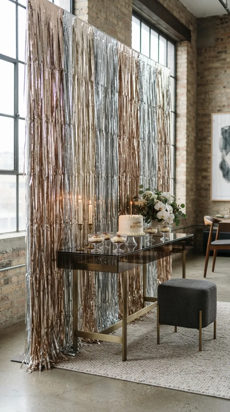 Background Birthday Party Metallic Fringe Wall