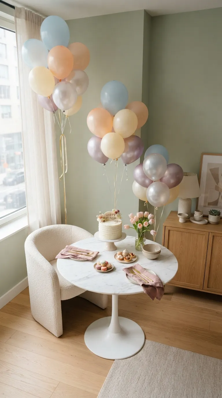 Background Birthday Party Pastel Balloon Clusters