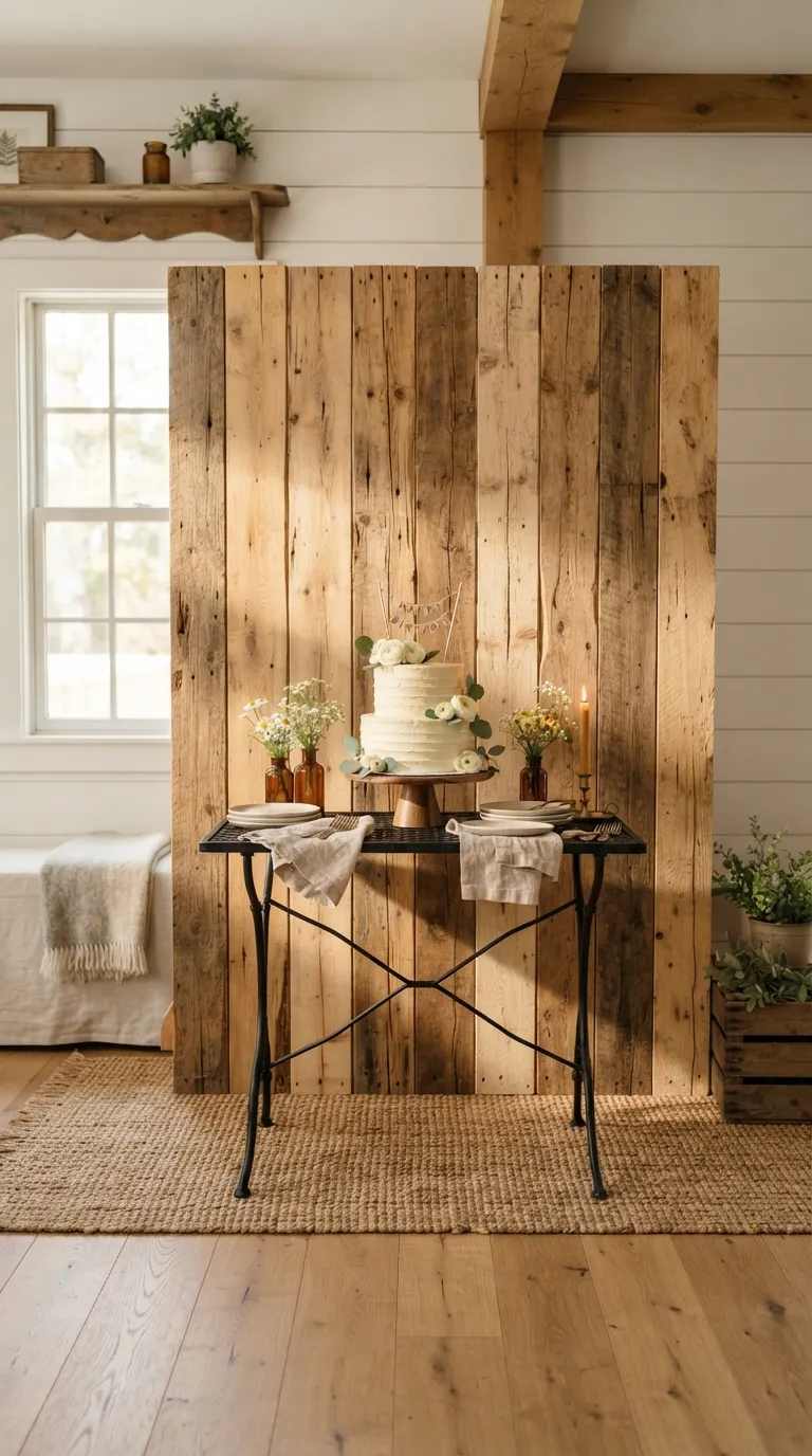 Background Birthday Party Rustic Wood Panel