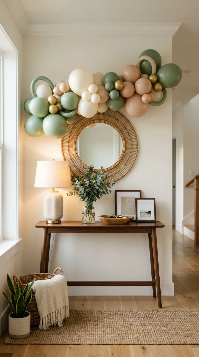 Balloon Simple Decorations Balloon Garland Over a Console