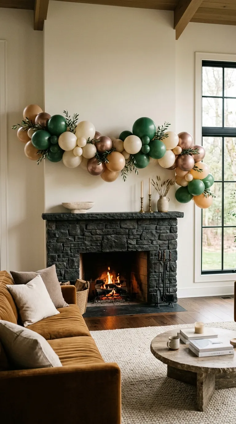 Balloon Simple Decorations Balloon Swag Along the Mantel
