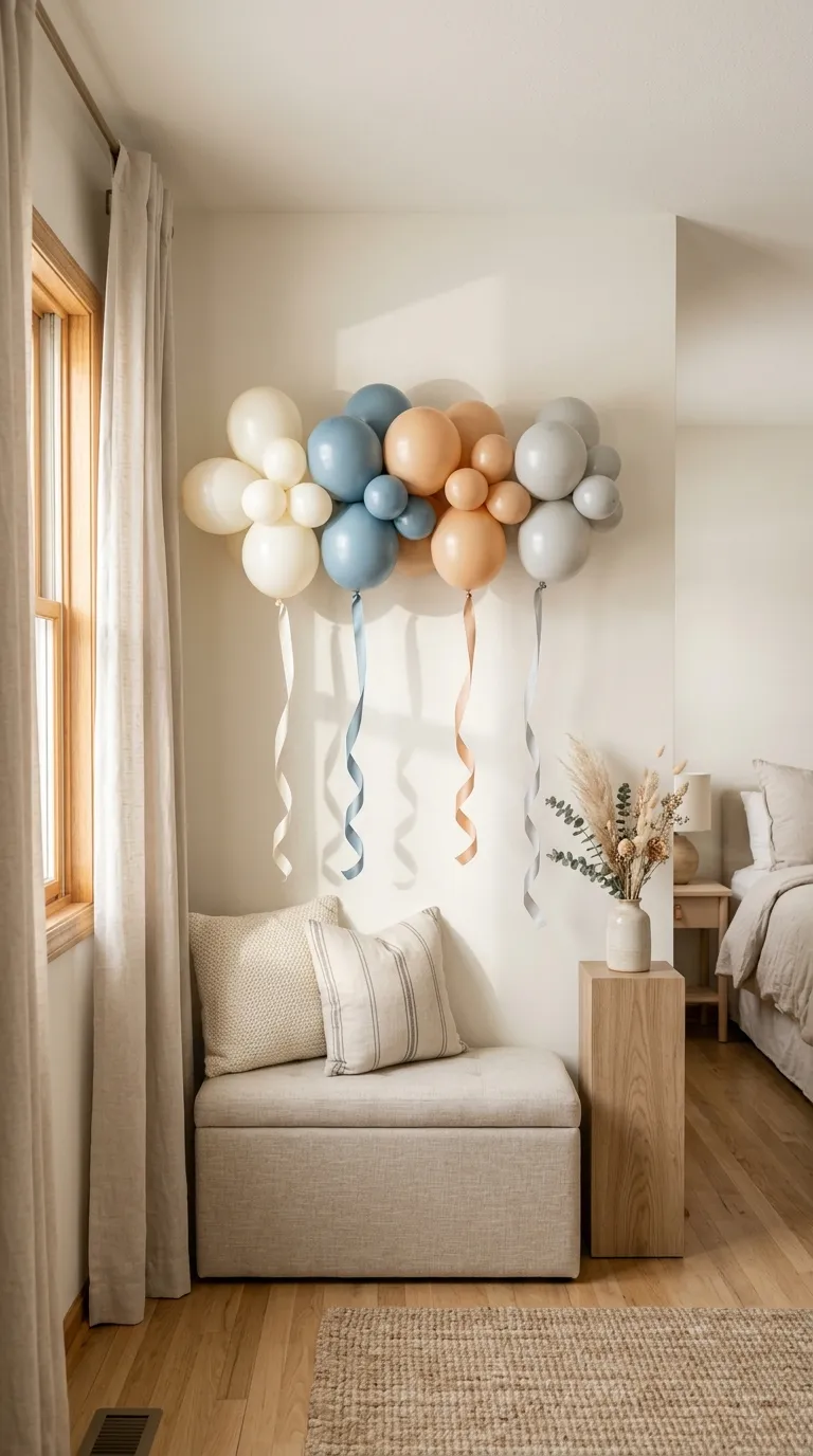 Balloon Simple Decorations Balloon Wall With Ribbon Tails