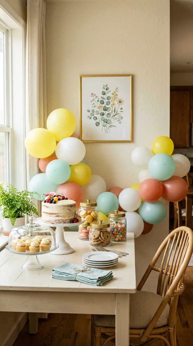 Balloon Simple Decorations Balloons Around a Dessert Table