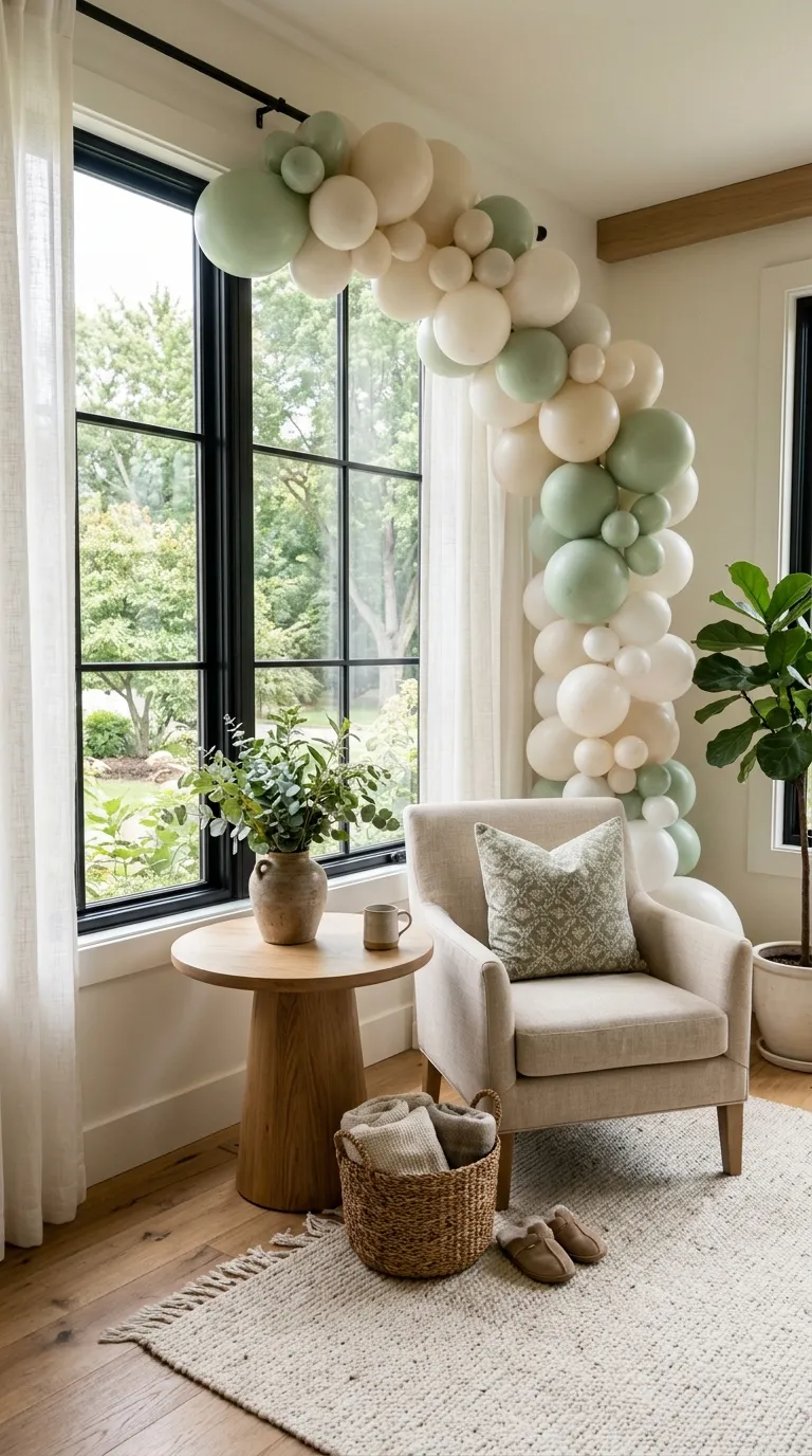 Balloon Simple Decorations Mini Balloon Arch by the Window