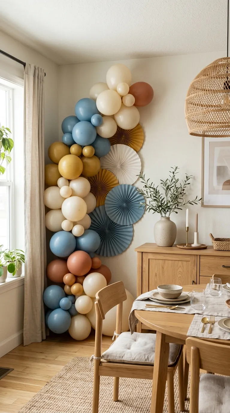 Balloon Simple Decorations Paper Fan and Balloon Corner