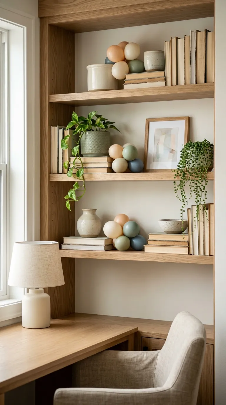 Balloon Simple Decorations Tiny Balloons on Open Shelves
