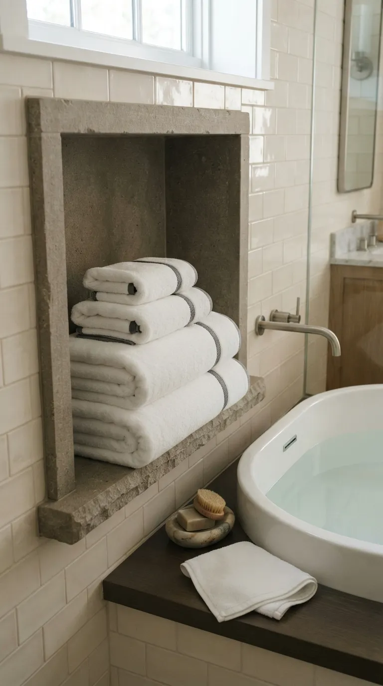 bathroom towel decorating ideas for a luxury look Create a Neat Towel Stack With Contrast Edges