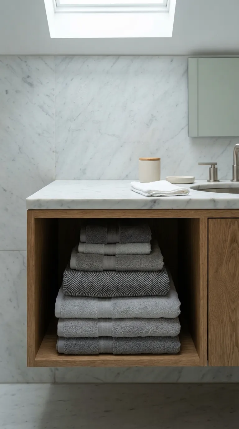bathroom towel decorating ideas for a luxury look Use Soft Gray Towels for Modern Luxury