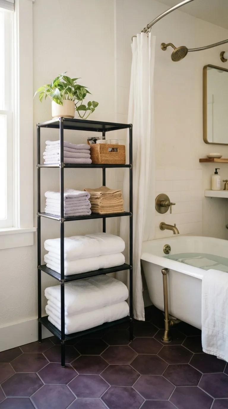 bathroom towel display ideas for guest bathrooms Create a Neat Vanity Shelf Display