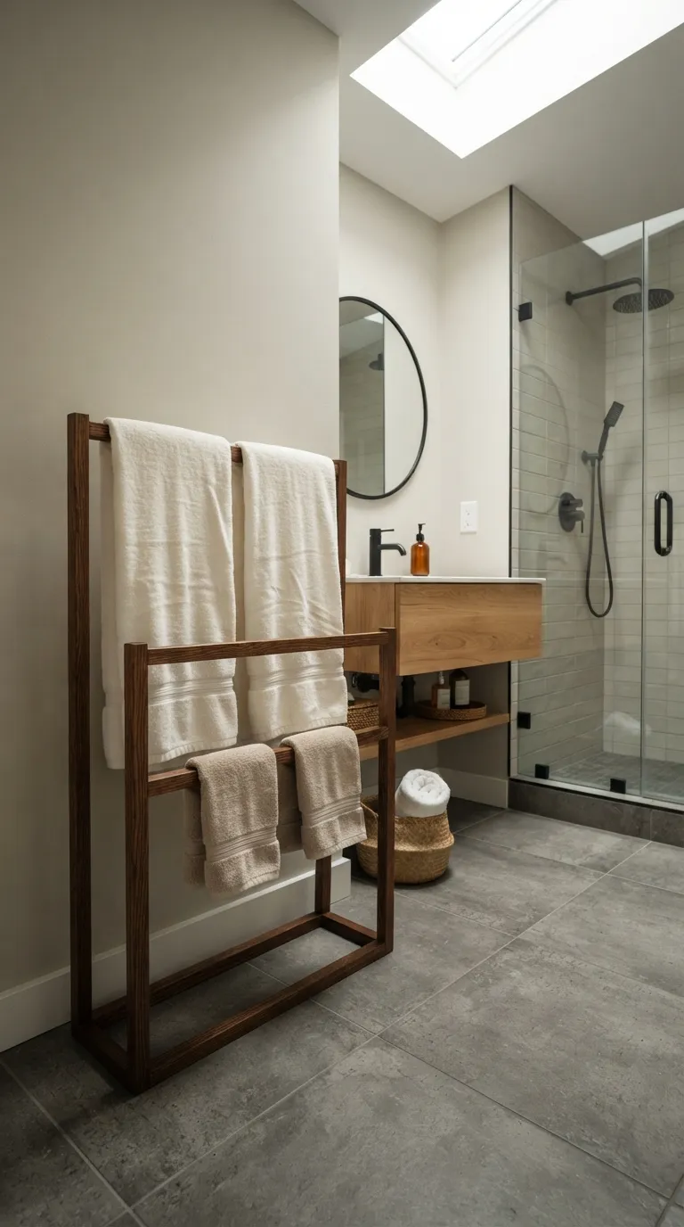 bathroom towel display ideas for guest bathrooms Display Towels on a Freestanding Rack
