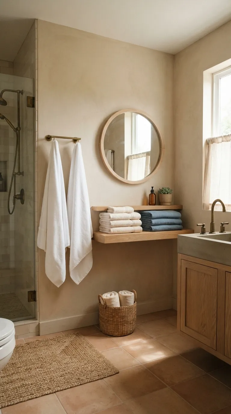 bathroom towel display ideas for guest bathrooms Mix Folded and Hanging Towels