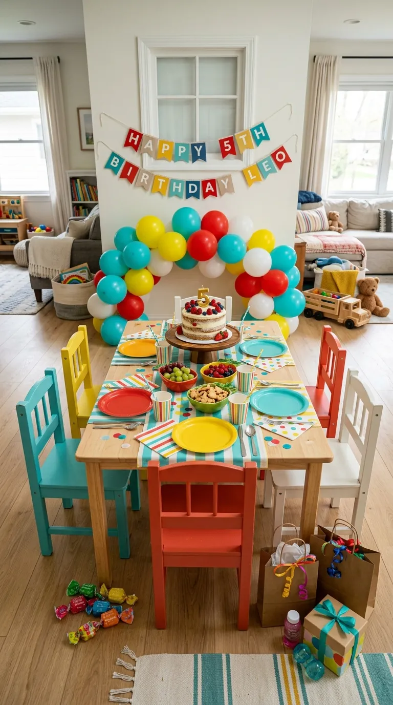 birthday decorations at home Colorful Kids' Table